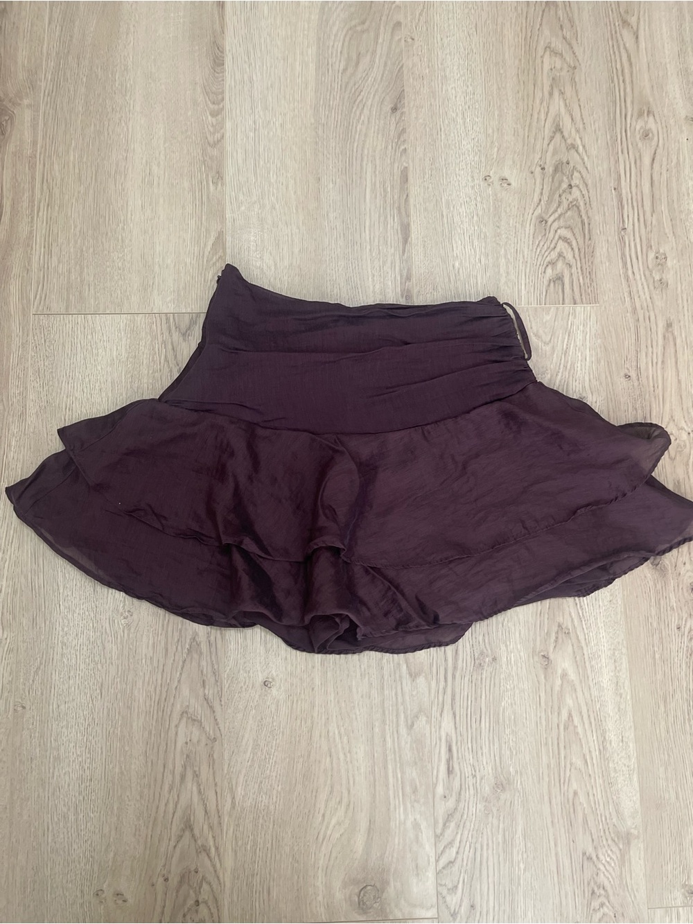 Zara Plum Tiered Ruffle Mini Skirt (XS)